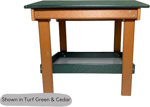 DutchCrafters Recycled Plastic Poly Large Covered Ground Fly Through Raised Platform Bird Feeder with Mesh Seed Tray - USA Amish Made (Turf Green & Cedar) - color: Turf Green & Cedar