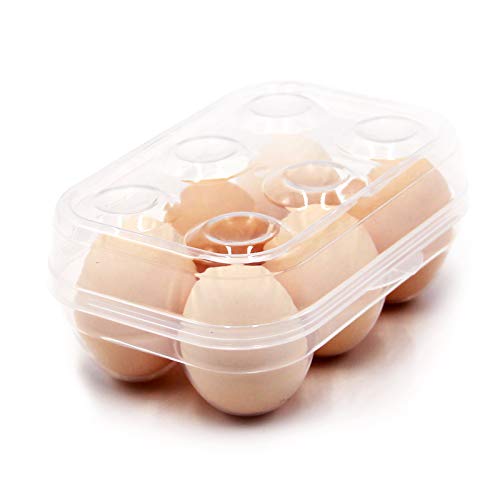 JAMOR 6 Grid Egg Storage Box Refrigerator Crisper Egg Protection Box Portable Egg Carriage Container For Camping Picnic Essential (White) - color: White