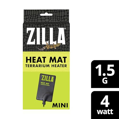 Zilla Heat Mat, Terrarium Heater for Reptiles, Snakes (Ball Pythons, Corn Snakes), Leopard Geckos, Tortoises, Amphibians and Arachnids, Mini, Fits 1-5 Gallon, 4 Watt