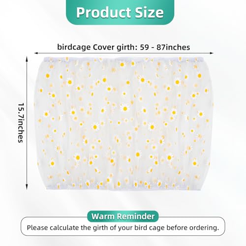 Bird Cage Seed Catcher, Seed Catcher Guard Net Cover, Parrot Nylon Mesh Net Cover, Universal Soft Airy Cage Net Stretchy Skirt for Round Square Cages (Daisy-White, 15.7" x87") - color: Daisy-white, size: 15.7" x87"