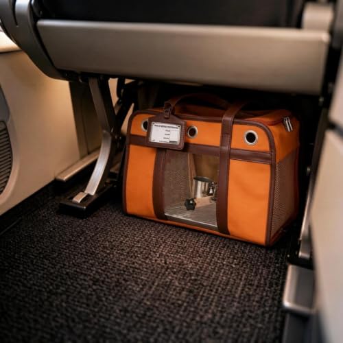 Sanmoncare Airline Approved Bird Carrier for Parrots, Travel Bird Cage Carrier for Cockatiels Conures Small Birds, Portable Pet Carrier Bag with Removable Tray, Breathable Mesh Windows, Dark Orange - color: Sleek Dark Orange