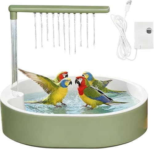 Automatic Bird Shower with Running Water, USB-Powered Circulating Water Fountain for Parrots, Cockatiels, Conures, Indoor Bird Bath with Pump, Easy to Clean Pet Bathing Station