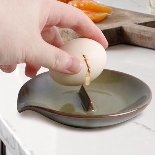 Egg Cracker Spoon Holder, Spoon Rest for Kitchen, Ceramic Spoon Holder for Stove Top, Cooking Spoon Holder,Heat Resistant Utensil Rest for Countertop, Dishwasher Safe, 3 pack - color: 3 pack