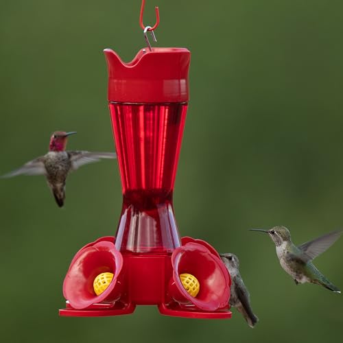 Perky-Pet Red Pinch-Waist Plastic Hummingbird Feeder, 8 oz Capacity | Built-in Bee Guards and Ant Moat for Outdoor Bird Feeding Station and Backyard Wildlife, Hummingbird Feeders for Outdoors - size: No Size