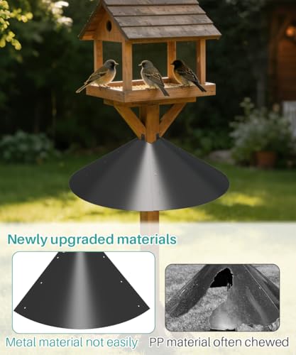 Queension Metal Squirrel Baffle for 4x4 Post, Squirrel Guard, Round, 1 Pack | Squirrel Proof Bird Feeders Baffle for Bird Feeder Poles, Squirrel Guard for Bird House Pole - style: 1 Pack
