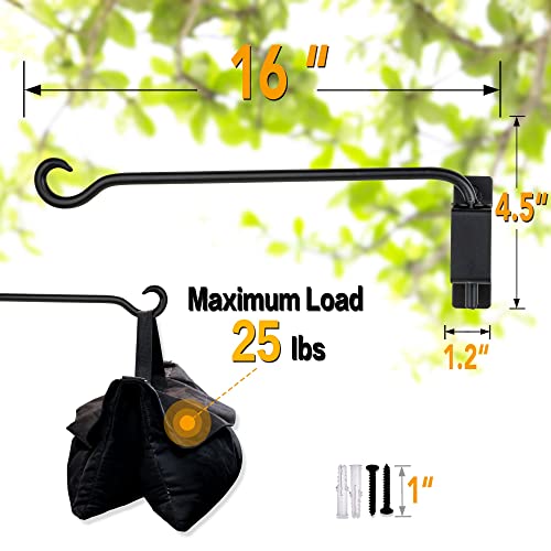 AJART Swivel Hanging Plant Bracket: Outdoor Bird Feeder Hangers for Wall Mount 16 Inch - 2 Pieces Hummingbird Feeder Hook for Flower Basket - color: C-2PCS, size: 16 Inch