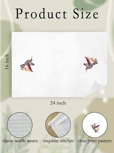 Hummingbird Hand Towels for Guest Bathroom Set of 2, Floral Bird Decorative Kitchen Dish Tea Towel, Spring Summer Decor, Hummingbird Gifts for Women Unique, Housewarming Gift Idea New Home398 - color: Hummingbird002