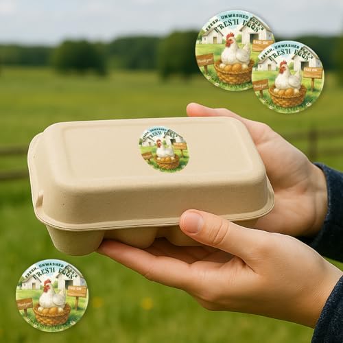 320 Pcs Chicken Egg Carton Labels, 2 Inch Round Colorful Farmhouse Chicken Eggs Handling Stickers Fresh Eggs Packaging Sticker for Box Container Carton Farm Supplies - color: Country Style