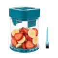 Fruit Slicer Cup, Strawberry Cutter Slicer with Detachable Base, Kitchen Fruit Cutter with Stainless Steel Blades for Bananas, Grapes & Hard Boiled Eggs, Includes a Matching Cleaning Brush(Blue) - color: Blue