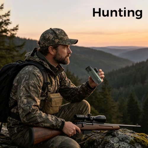 Waterproof Monocular Telescope | Lightweight with Travel Bag, Compact, 12X Magnification, Wide Field of View for Bird Watching, Hunting, Hiking, Camping (12x32, Army Green) - color: army green