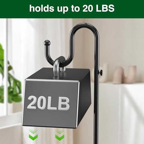 74" Shepherds Hook Stand: Hanging Bird Feeders, Plants, and Wind Chimes | Heavy Duty, Adjustable, Free Standing Pole Holder with Heavy Duty Base for Indoor & Outdoor, Holds Up to 20 LBS - color: Black