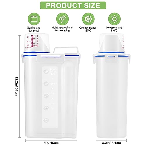 4 Pcs Set Rice Storage Container 5.5lb, Rice Dispenser with Measuring Cup & Pour Spout for Flour Pasta Grain Pet Dog Cat Bird Food Storage Container - color: Blue-4
