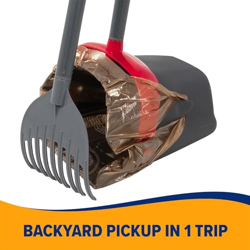 Arm & Hammer Pooper Scooper for Extra Large Dogs Heavy Duty, Outside Yard Dog Poop Scoop Pet Waste Clean Up with Bag Attachment - 2 Waste Bags Included | Includes 2 waste bags plus an attachment to hold them, keeps hands clean while picking up after pets