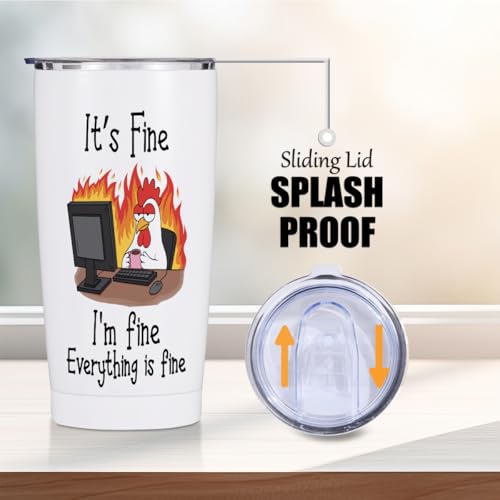 Birthday Gifts for Women 20 oz Tumbler, Gag Gifts Stainless Steel Insulated | Funny Chicken Themed Insulated Travel Coffee Mugs Water Bottle, Funny Gifts for Coworkers Boss Women Men (White) - color: Multi 1458