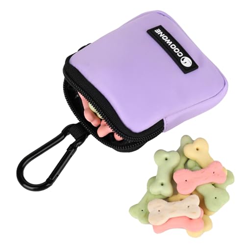 Dog Treat Pouch Pocket Sized Pet Puppy Training Pouch for Dog Training Behavior Aids, Waterproof Nylon Fabric Dog Poop Bag Holder, Hands Free Dog Walking Bag with Metal Carabiner (Violet) - color: Violet