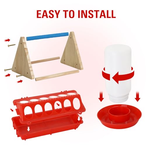 Chick Feeder and Waterer Kit with Mini Perch Chick Starter Kit for Small Poultry Ducks/Quail, Coop Brooder Feeding Supplies