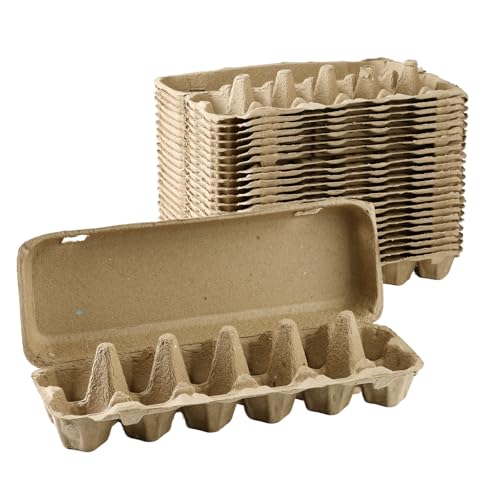 Pulp Egg Cartons Bulk - 15Pack 12 Count Recycled Paper Egg Crates for Farmers Market, Home Kitchen Storage, Biodegradable and Compostable 2x6 Style Cardboard Dozen Chicken Egg Cartons