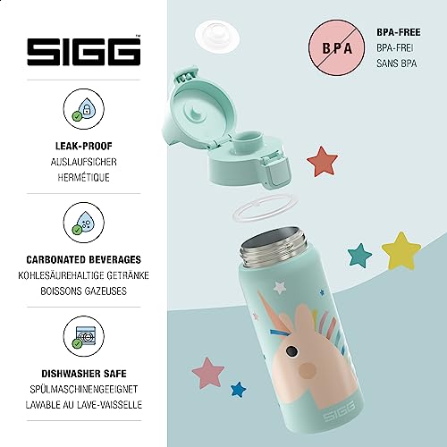 SIGG - Insulated Kids Bottle - Shield One Therm - For Carbonated Beverages - Dishwasher Safe - Stainless Steel - 17 Oz - color: Uni-Stars