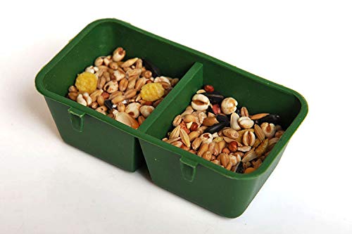 Bird Seed Food Feeding Cups Plastic Hanging Bowl for Poultry Parrot Pigeon Parakeet Budgie Cage (3.93inch-2 in 1) - size: 3.93x1.38 inch