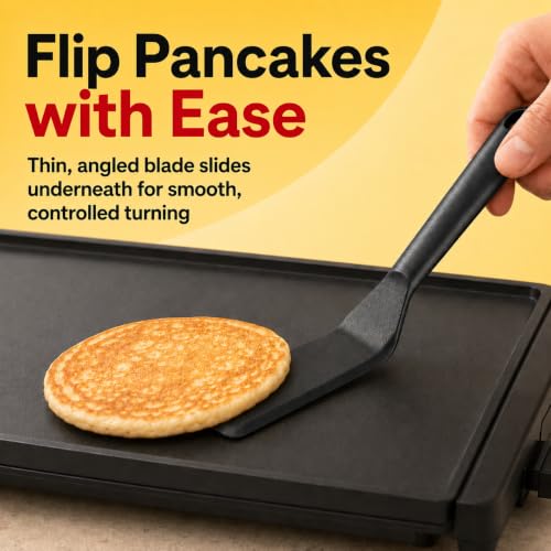 Egg Spatula is Heat Resistant Non-Stick Pancake Spatula - Silicone Spatula is used as an Omelette Spatula for Cooking. - color: Black