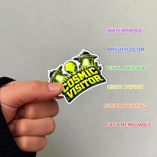 30PCS Alien Stickers for Teens Adults, Saucer Outer Space Sci Fi | Vinyl Waterproof Matte Decals for Laptop Water Bottle Skateboard Helmet Car - color: Alien 30 Stickers