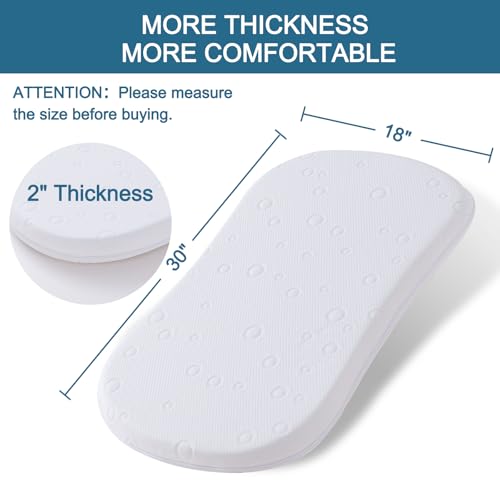 Baby Bassinet Mattress Pad, 30" x 18" x 2" Dual Sided Gel Memory Foam Mattress with Breathable Removable Soft Cover Fit for Halo Bassinest Swivel/Luxe/Glide/Flex/Premiere Series Sleeper - size: Hourglass 30" x 18" x 2"