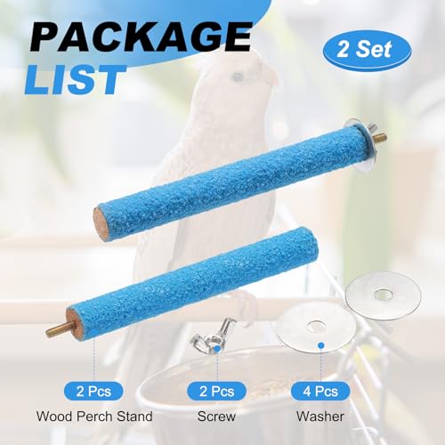 Bird Perch Stand, Colorful Paw Grinding Stick, Wood Rough-surfaced Perch Parrot Stand 15 x 2 Cm, (Blue, 2 Pcs), Intended for Home/Animal Parks/Pet Stores - color: Blue, size: 15 x 2 cm / 5.91 x 0.71 inch