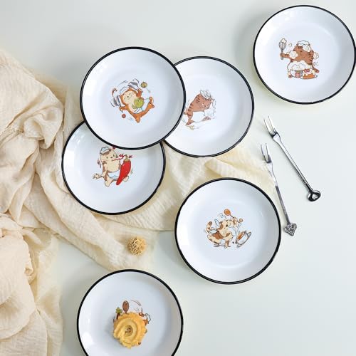 Funny Fidgety Chef Cat Pattern Ceramic Sauce Dishes, Seasoning Dishes, Sushi Soy Dipping Bowls, Appetizer Plates, Dessert Plates, Little Cat Bird Feeding Bowls, Set of 6-Chef Cat-5 Inch - color: Chef Cat, size: 5 Inch