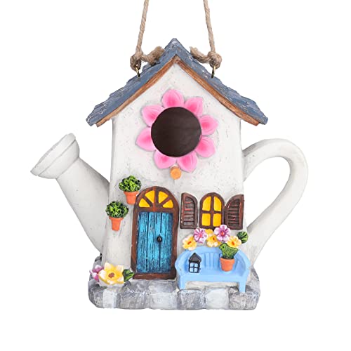 Yinns Bird House, Decorative Watering Can Wild Resin Bird Houses for Garden | Outdoor hanging wild birdhouse, garden decor for your backyard habitat, offering ideal nesting spots for bluebirds - color: A-Watering Can