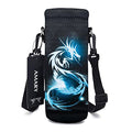 AMARY 500ML Neoprene Water Bottle Carrier Bag with Adjustable Shoulder Strap,Insulated Water Bottle Cover for Stainless Steel/Glass/Plastic Bottles 16.9OZ (dragon) - color: Dragon