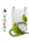 7" Bird Mirror with Rope Perch Bird Toys Swing, Comfy Perch for Greys Amazons Parakeet Cockatiel Conure Lovebirds Finch Canaries - size: 7 inch