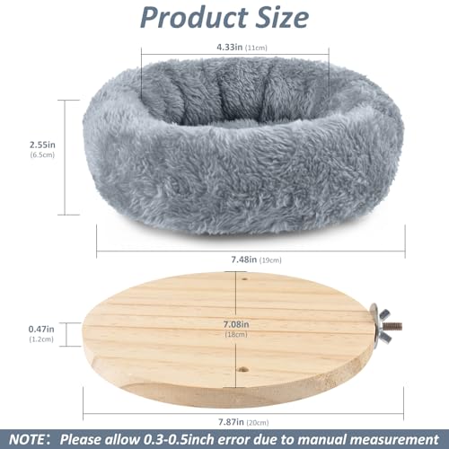 DBNESS Medium Bird Nest for Cage, Removable Plush Parrot Hammock Warm Resting Perch Platform for Budgies Cockatiel Conure Parakeet Hamster Washable Breeding Sleeping Lay Eggs Nesting (Grey, M) - size: M