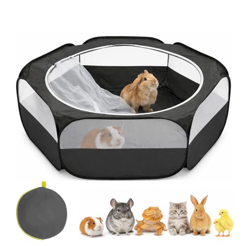 Amakunft Small Animal Pop-Up Playpen with Mesh Cover, 47'' x 23.6'' x 15'' Chicken Brooder Box, Play Pen Indoor Outdoor for Guinea Pigs, Bunny, Rabbits, Ferrets, Chinchillas, Kittens | Indoor/outdoor, water-resistant, chicken brooder, travel playpen for r