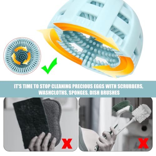 1pc Silicone Egg Cleaner Brush - Portable, Soft Bristle Egg Washing Tool for Farm & Home Use, Ideal for Outdoor & Kitchen Cleaning (Blue) - color: Blue