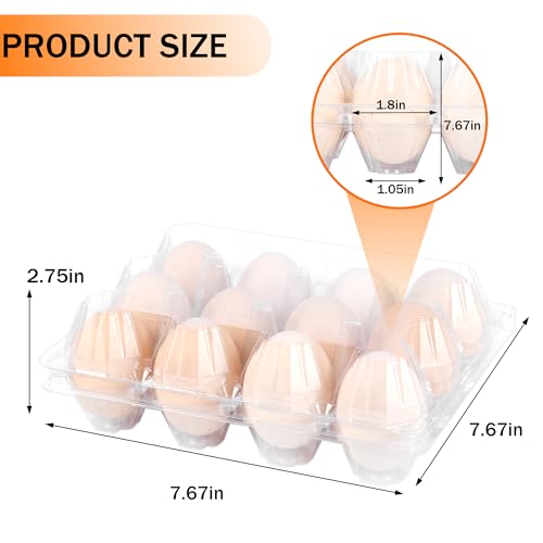 50 Pack 12 Count Plastic Egg Cartons - Bulk Cheap Clear Reusable Egg Containers for Chicken Eggs, Dozen Egg Storage Solutions. (50) - size: 3x4，50Pack