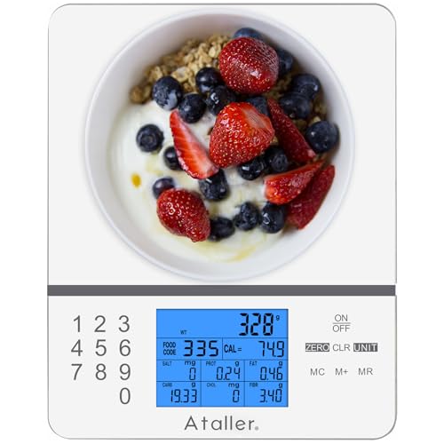Food Scale with Nutritional Calculator, 1g Resolution Max 5kg 11Ibs | Kitchen Diet Scale, Digital Food Calorie Counting Scale for Meal Prep, Kitchen, Baking, Weight Loss, Tempered Glass, White - color: White