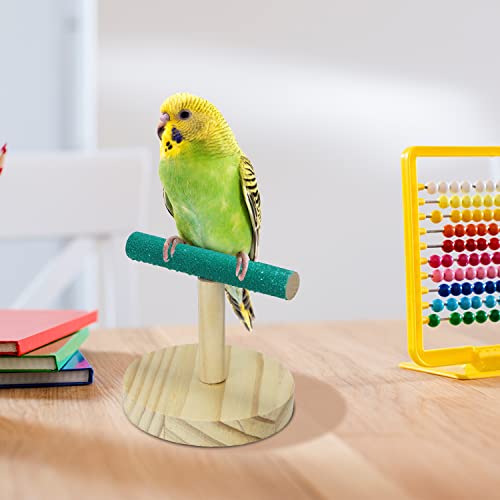 Litewoo Parrot Perch Bird Stand Natural Wood Quartz Sand Birdcage Play Gym T Perch Fits for Budgies Parakeet Cockatiel Conure Lovebirds（A）