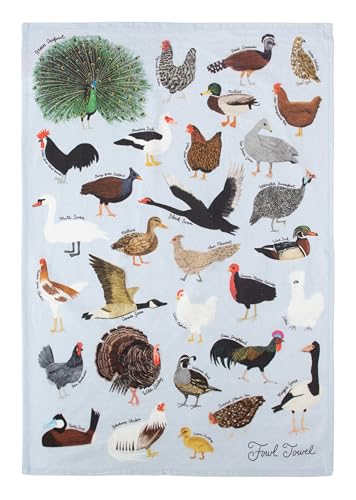 The Unemployed Philosophers Guild Fowl Towel - 100% Cotton Bird Themed Novelty Kitchen Dish Towel Featuring Ducks, Chickens, Swans, and More, 18" x 25.5"