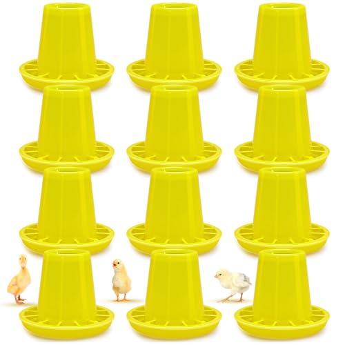 Funnymoom 12 Pack Small Chicken Feeder Bulk Chick Feeder Chick Feeding for Poultry Ducks Goose Quail Pigeons