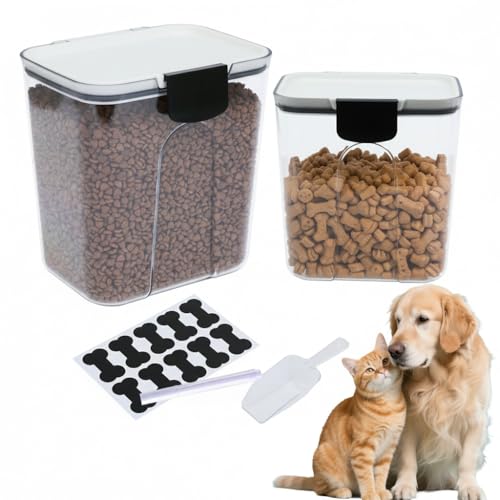 Dog Food Storage Container,4.9/2.9Qt Airtight Pet Food Storage Containers with Scoop, Plastic Cat Food Container with a Stickers & Pen,Dog Treat Container for Dog & Cat Treats,Bird Seed,BPA Free