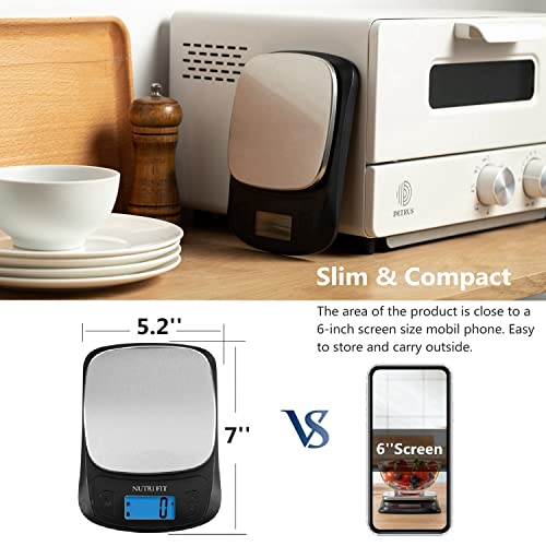 Kitchen Scales Digital Food Scale Cooking in Grams & Ounces Black | Stainless Steel, Max 11lb 1g Increment, Backlit LCD Screen, Baking Food Weight Scale for Sourdough Bread, Include Battery - color: Black