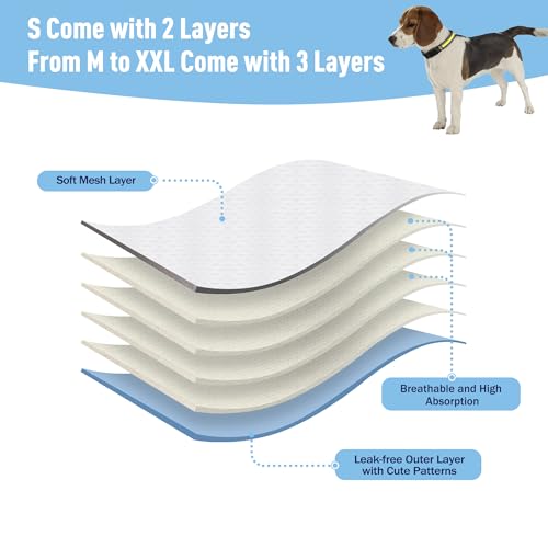 3Pack Reusable Diapers for Female Dog, Washable Diaper for Doggie,Highly Absorbent Dog Diaper,Adjustable Leakproof Puppy Diapers Skirt for Heat,Incontinence,Period Doggy Nappies XXL - color: Doggie, size: XXL(27.5"-33"Waist)