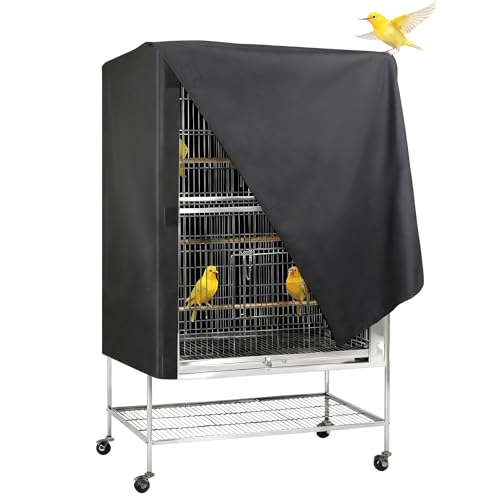 Bird Cage Cover, Pet Bird Cage Cover for Night Heavy Duty Oxford Cloth with Coating Layer, Universal Shade for Parakeet, Parrots, Cockatiel, and Small Animals, Without Cage(Black, 38x24x48in)
