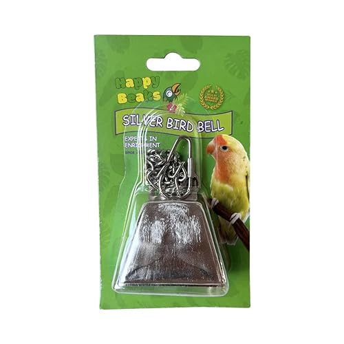 A & E Cages Happy Beaks Silver Bird Bell on Chain Bird Toy