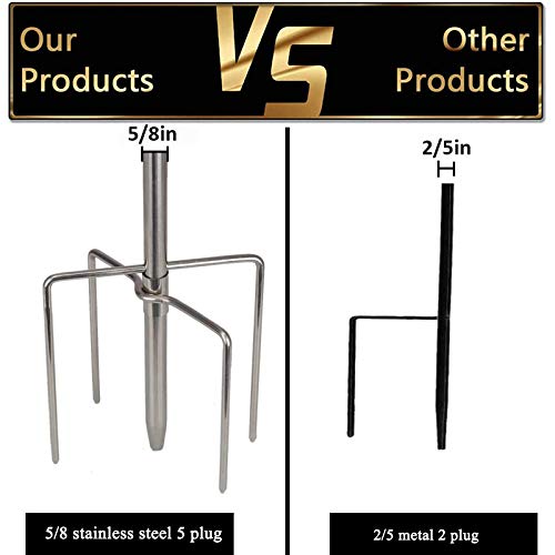 Shepherds Hook for Outdoor, 94 Inch Tall & 5/8 Inch Diameter Stainless Steel Heavy Duty Poles to Hang Outdoor Lights with 5 Prongs Base, Suitable for Bird Feeders or Wedding Decors(1pack) - color: Silver, size: 94inch