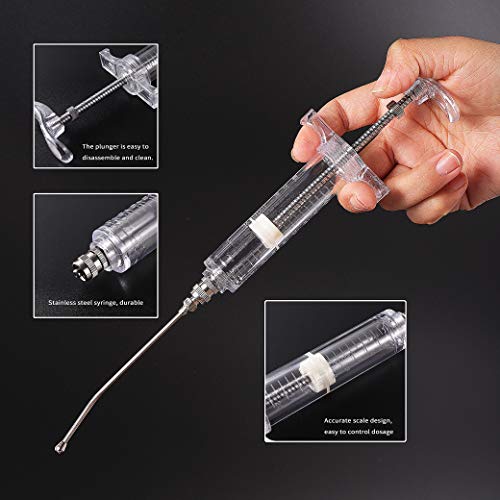 20ML Baby Bird Feeding Syringe Set Pet Syringe | With 6 Pcs Curved Gavage Feeding Tubes and Bird Drinker Stainless Steel Metal Feeding Spoon for Baby Birds Parrot Small Pet - size: 20ML