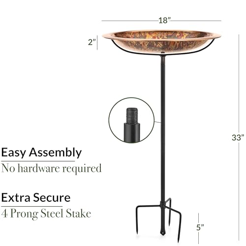 Good Directions Fired Copper Bird Bath on Garden Pole 18" - style: Fired