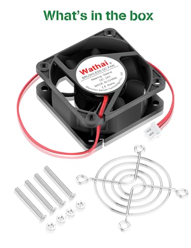 Wathai 60mm 24V DC Brushless Cooling Fan 24volt 2Pin 6025 for DIY Exhaust | 60x60x25mm High Speed Brushless Computer Case Fan for Amplifier，RV Fridge, Solar Battery Box, Server Ventilation - style: 24V Sleeve 60mm