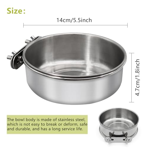 Large Bird Feeding Dish Cups with Clamp Holder, 1 Pack | Stainless Steel, Parrot Food Bowl Cage, For Cockatiel Parakeet Macaw Finches Lovebirds, Birdcage Coop Water Feeder - color: 1 Pack, size: Large