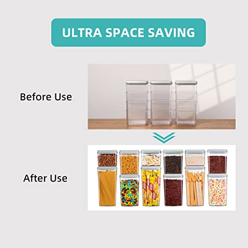 Food Storage Containers Pop Airtight Food Storage Containers with Lids for Kitchen Pantry Organizing Cereal Snack Flour Sugar Coffee Spaghetti Stackable - 8 Pcs (1.2, 2.0, 2.7, 3.3qt)*2 - color: 8 Pcs Set (1)